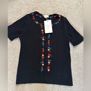 Sezane Ilena Cardigan Noir Multicolore - Size S NWT